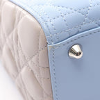 Dior Handbag Lady Large Cannage Light Blue Gray Leather — view 7