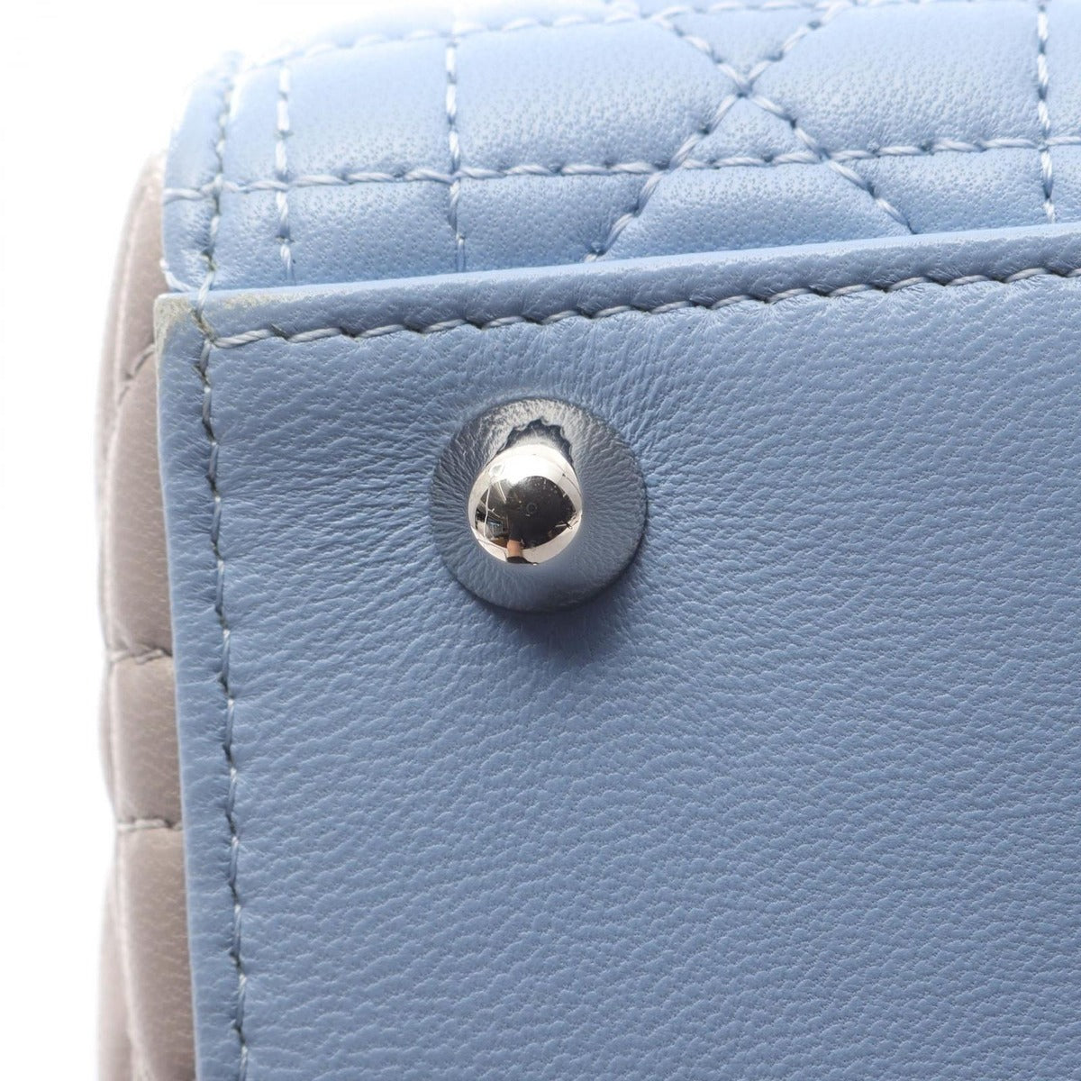 Dior Handbag Lady Large Cannage Light Blue Gray Leather — view 8