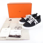 Hermes Deep Logo Leather Low Cut Sneakers Black White 36 — view 2