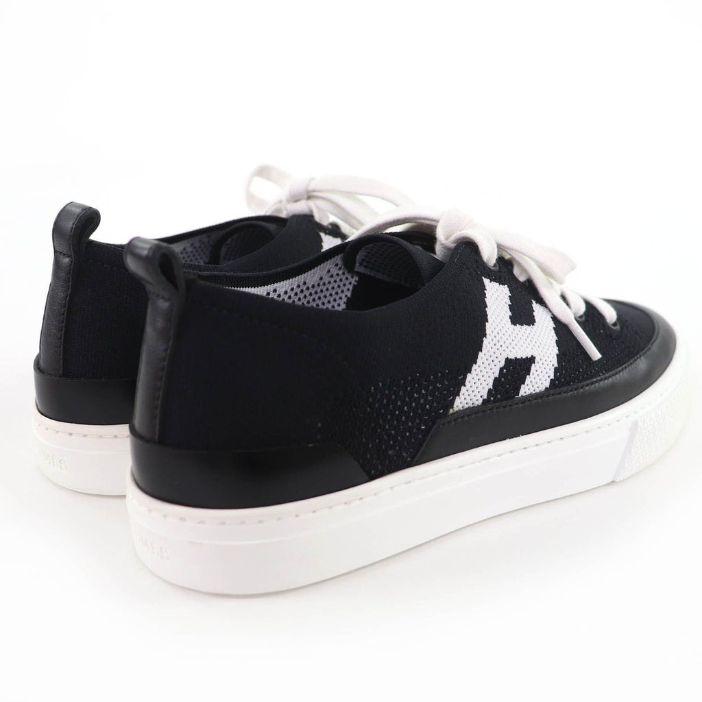 Hermes Deep Logo Leather Low Cut Sneakers Black White 36 — view 3