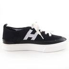 Hermes Deep Logo Leather Low Cut Sneakers Black White 36 — view 6