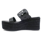 Hermes Espadrille Itea Sandals Rope Wedge Heel Black 38 Shoes — view 3