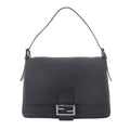 Fendi Zucchino Mamma Bucket Shoulder Bag Canvas Black Gunmetal