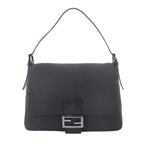 Fendi Zucchino Mamma Bucket Shoulder Bag Canvas Black Gunmetal