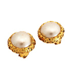 Chanel Earrings Vintage CC Logo Gold Plated Faux Pearl — view 2