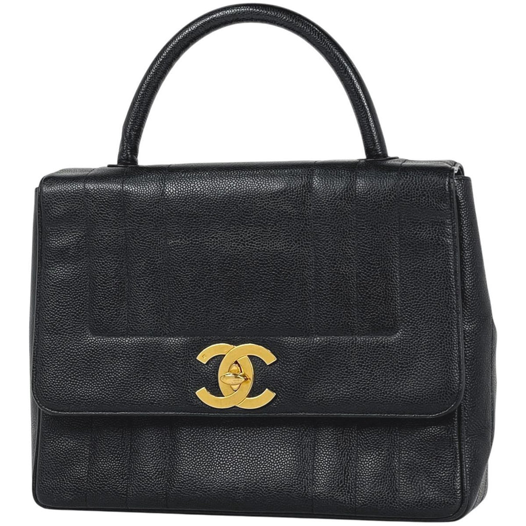Chanel Mademoiselle Handbag CC Logo Caviar Leather Black