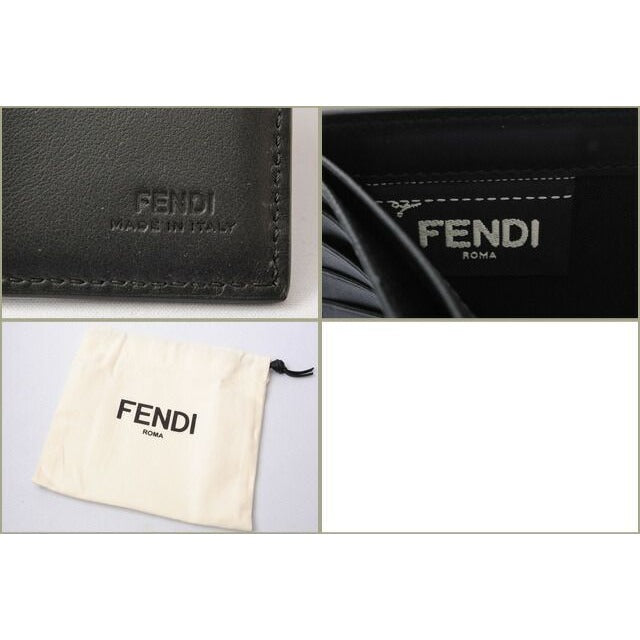 Fendi Wallet Fold Billfold 7 M0169 Vocabulary Navy Black — view 5
