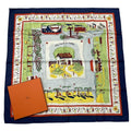 Hermes Carre 90 RE TOUR A LA Terre Return To Home Silk Scarf Navy