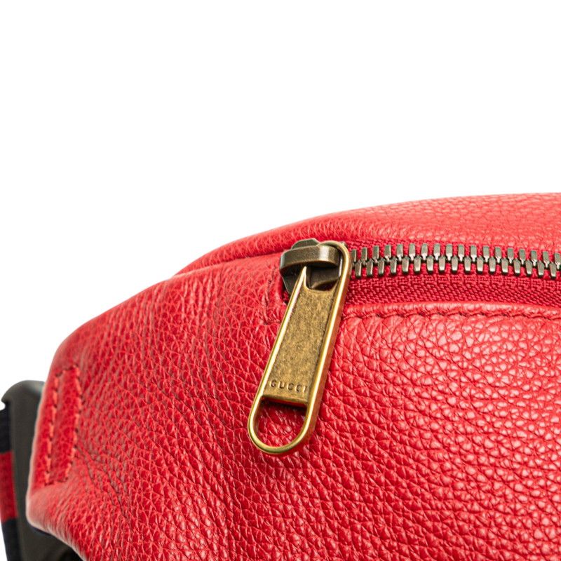 Gucci Logo Print Sherry Line Waist Bag Body Red Leather — view 6