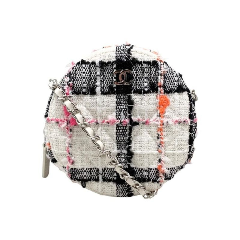 Chanel Shoulder Bag Round Mini Classic Chain Ap0245 Quilted Tweed