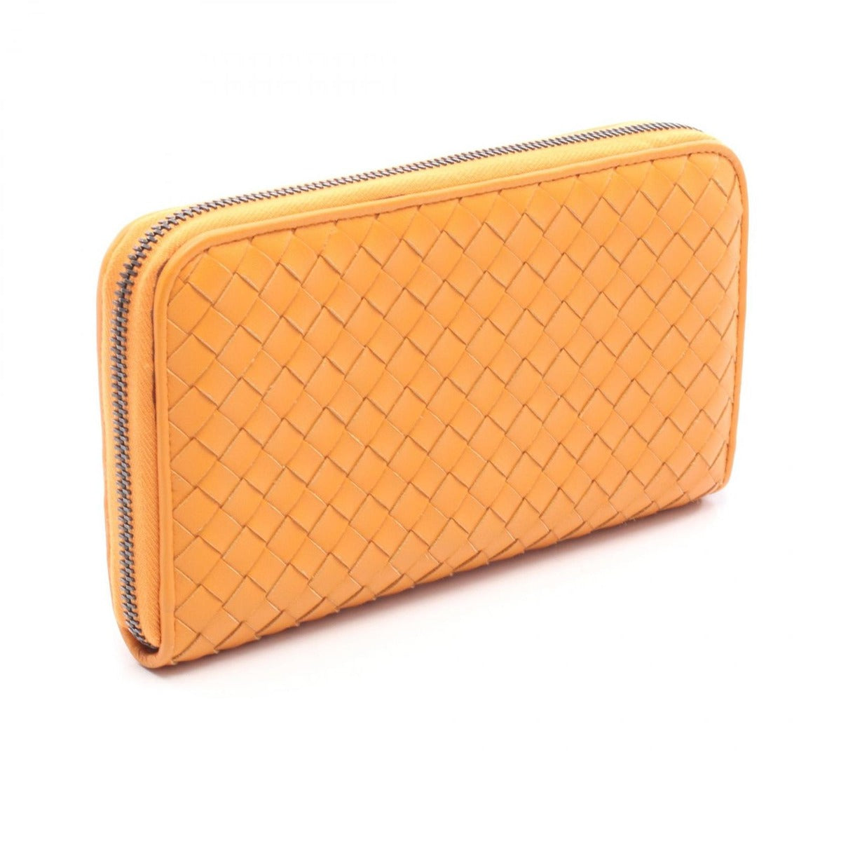 Bottega Veneta Round Wallet Intrecciato Orange Leather — view 2