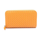 Bottega Veneta Round Wallet Intrecciato Orange Leather
