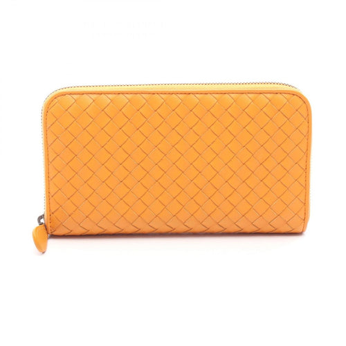 Bottega Veneta Round Wallet Intrecciato Orange Leather