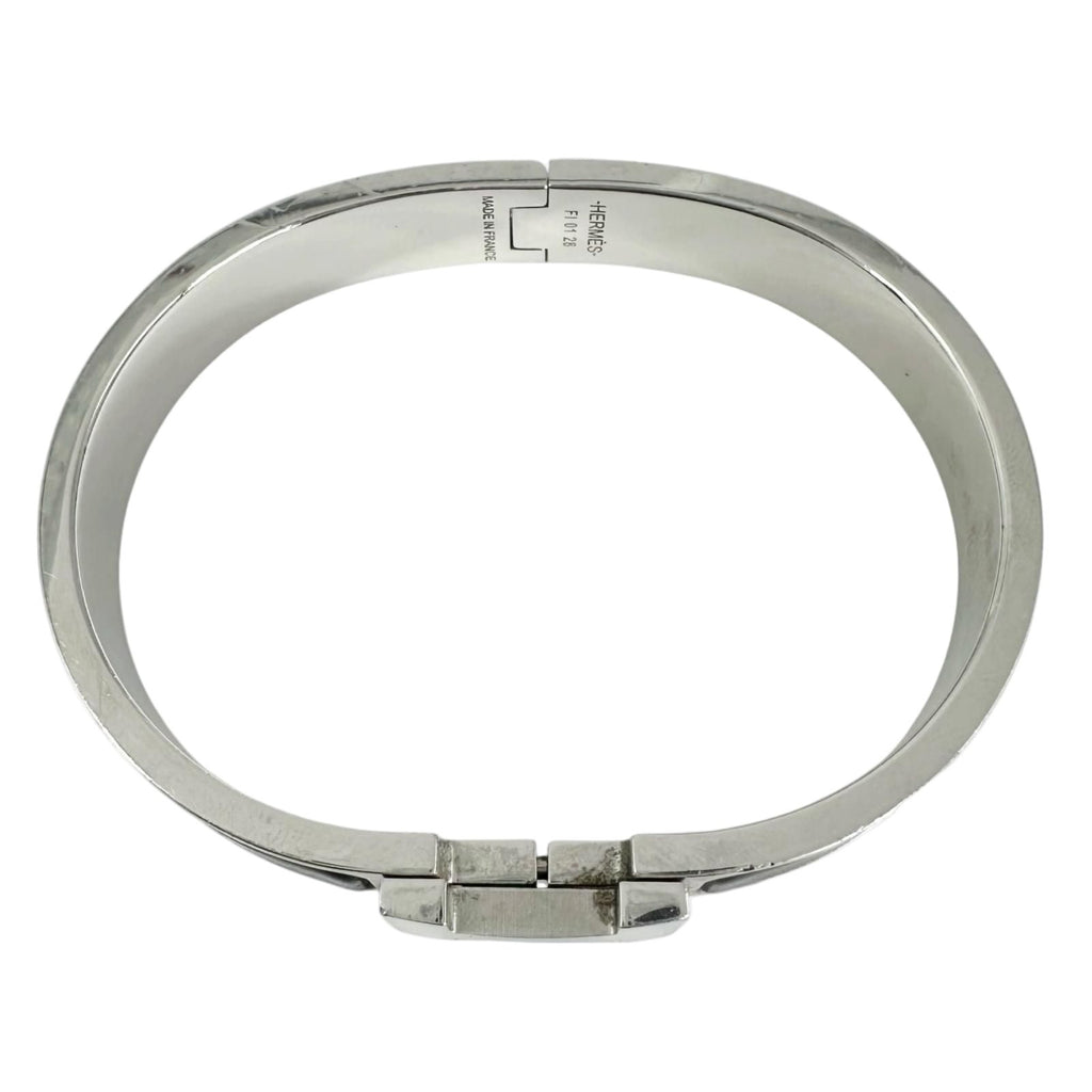 Hermes Click Silver Black Bangle Bracelet — view 2