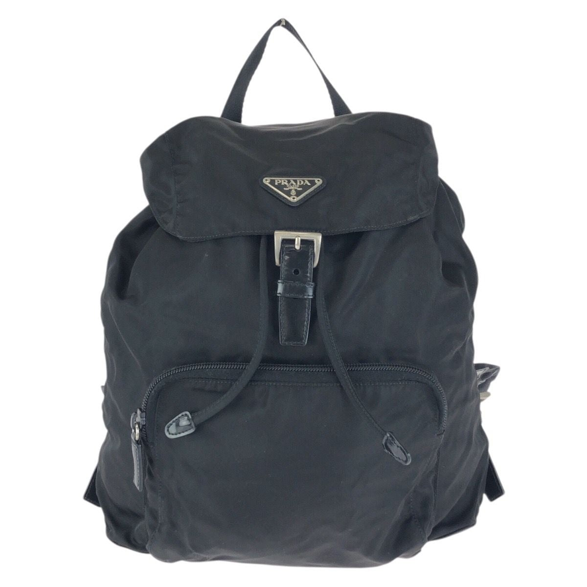 Prada Tessuto Black Silver Nylon Leather Backpack