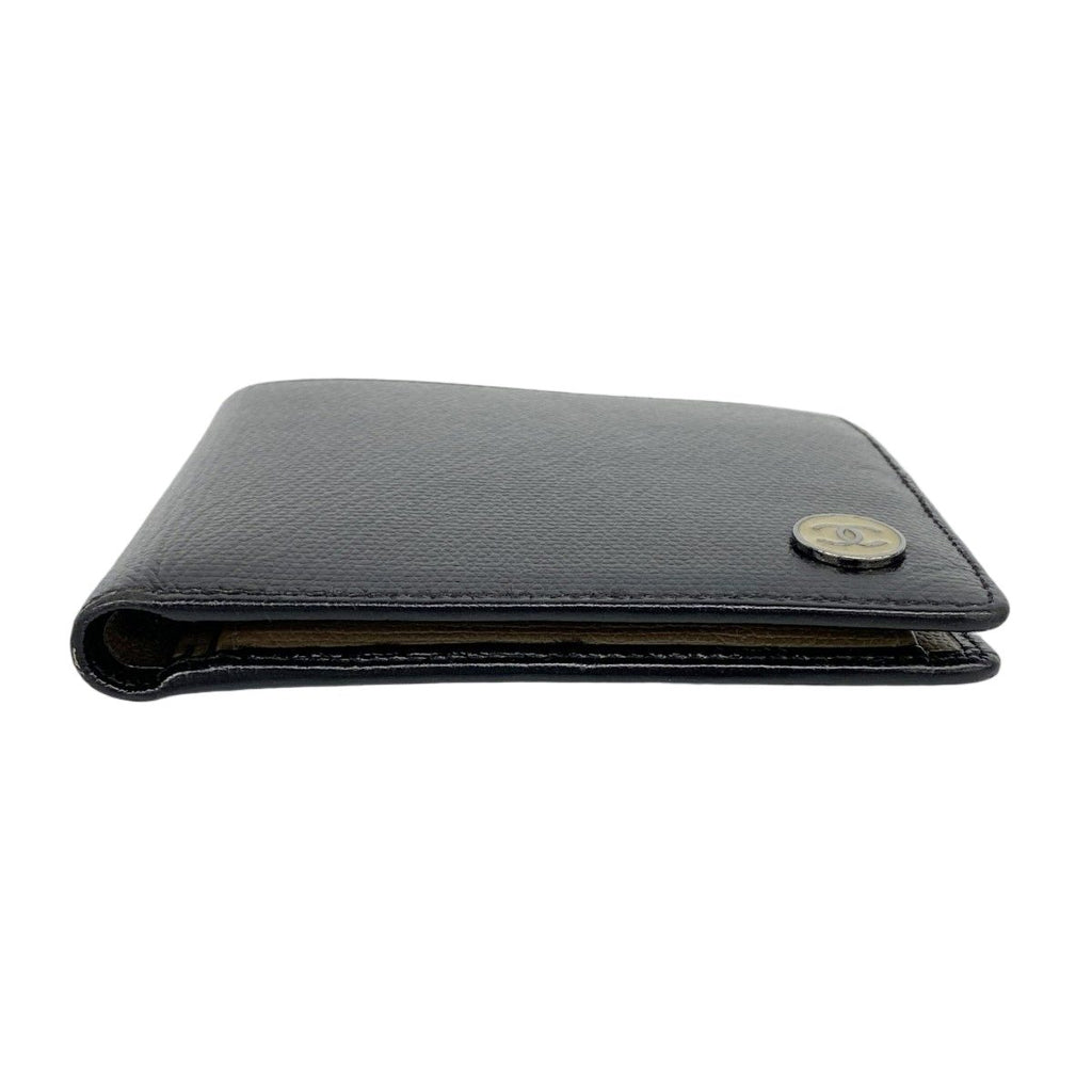 Chanel Wallet Coco Button Leather Black Silver — view 2