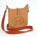 Hermes Evelyne TPM Shoulder Bag Brown Silver Taurillon Clemence