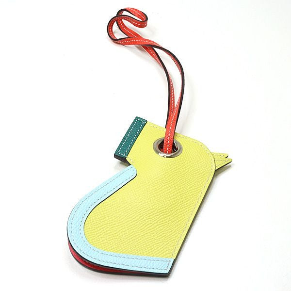 Hermes Key Ring Charm Camaille Lime Blue Zephyr Malachite Epsom Horse C