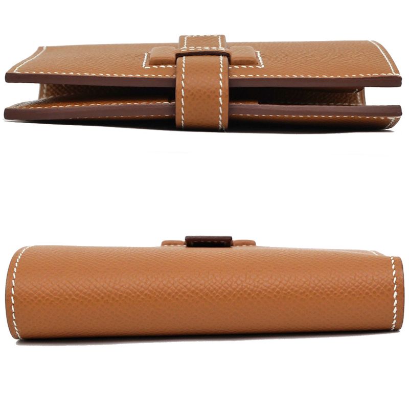 Hermes New-h Passant Compact Veau Epsom Gold Silver Hardware Bifold — view 4