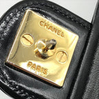 Chanel CC Logo Patent Push Lock Chain Shoulder Bag Black Purse — view 9