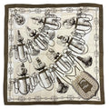 Hermes Carre 90 Cliquetis Silk Brown Beige Scarf