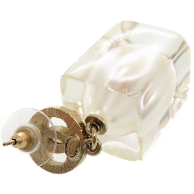 Chanel Coco Mark Faux Pearl Plastic Stone Gold Earrings 0563 — view 8