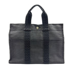 Hermes Fourre Tout Canvas Gray Black Tote Silver