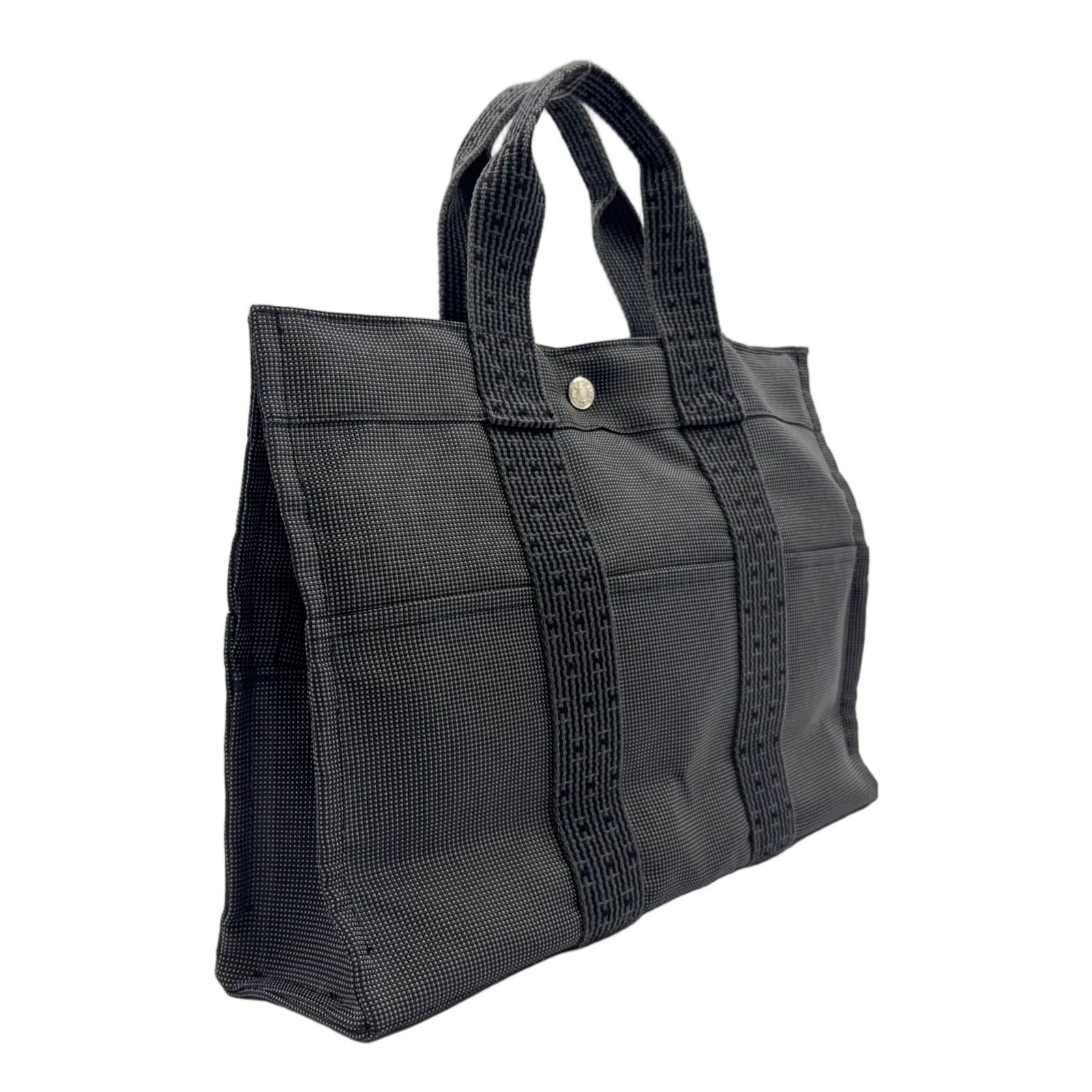 Hermes Fourre Tout Canvas Gray Black Tote Silver — view 2