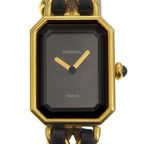 Chanel Premier S Gold Plated Leather Black Quartz Analog Display Dial Watch