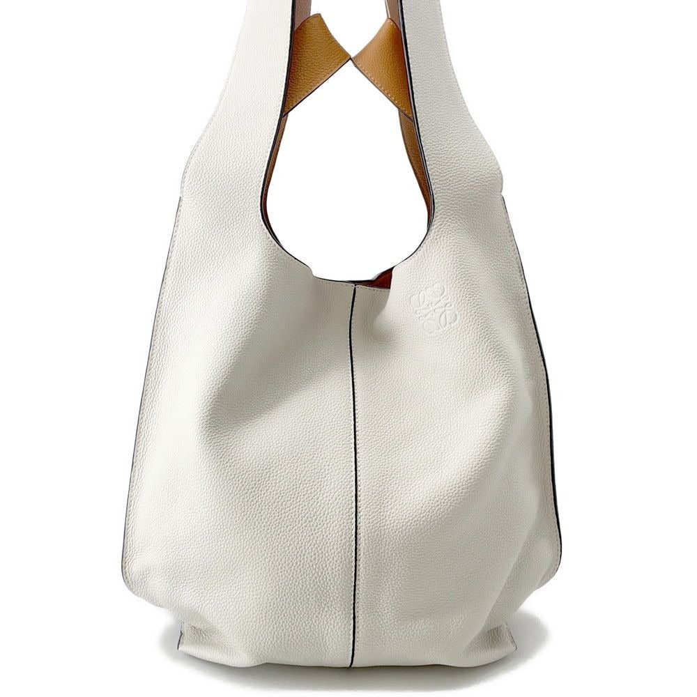 Loewe Tote Color Block Hobo Leather 2-Way Handbag Ivorybrown