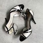 Chanel Pearl Coco Mark Ribbon Design Pumps Leather Patent Black White — view 5