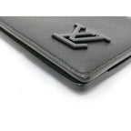 Louis Vuitton Bifold Wallet Portefeuille Multiple Black Aerogram Leather — view 4