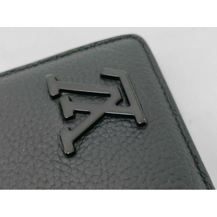 Louis Vuitton Bifold Wallet Portefeuille Multiple Black Aerogram Leather — view 5
