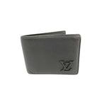 Louis Vuitton Bifold Wallet Portefeuille Multiple Black Aerogram Leather