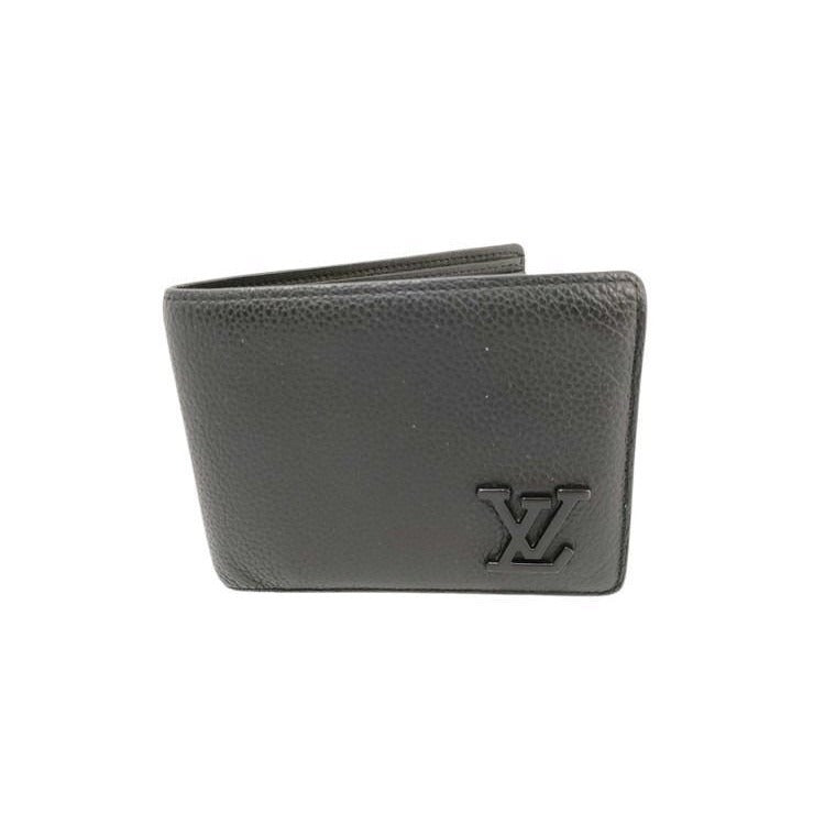 Louis Vuitton Bifold Wallet Portefeuille Multiple Black Aerogram Leather