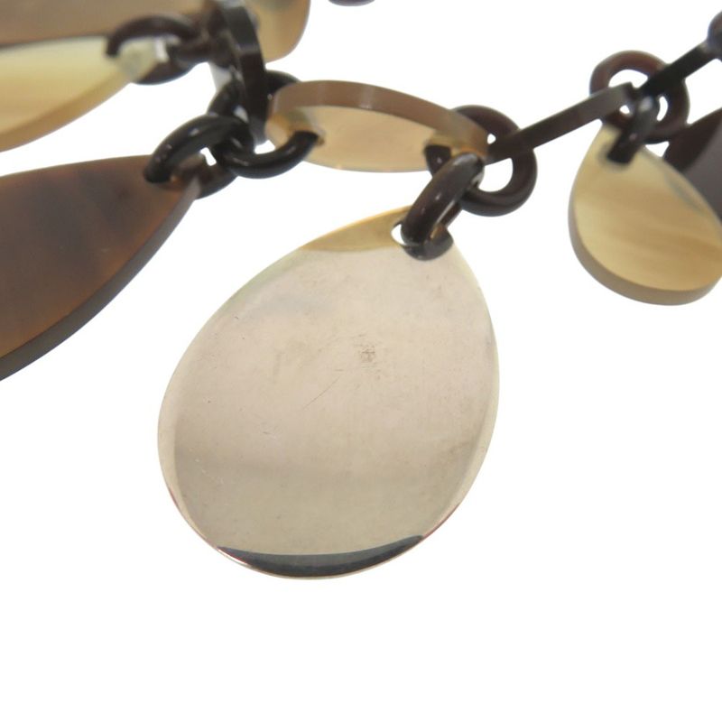 Hermes Large Horn Necklace Teardrop Buffalo Silver 925 Brown 1458 — view 7