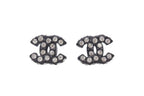 Chanel CC Logo Earrings 02 Rhinestone Black