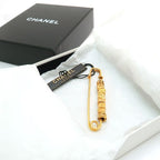 Chanel Brooch Safety Pin 01 P Logo Cube GP Gold Color — view 3