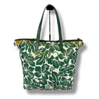 Prada Hibiscus Tote Flower Tessuto Nylon Green Triangle Logo — view 2