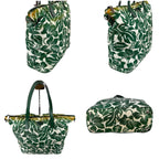 Prada Hibiscus Tote Flower Tessuto Nylon Green Triangle Logo — view 3