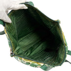 Prada Hibiscus Tote Flower Tessuto Nylon Green Triangle Logo — view 8