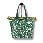 Prada Hibiscus Tote Flower Tessuto Nylon Green Triangle Logo