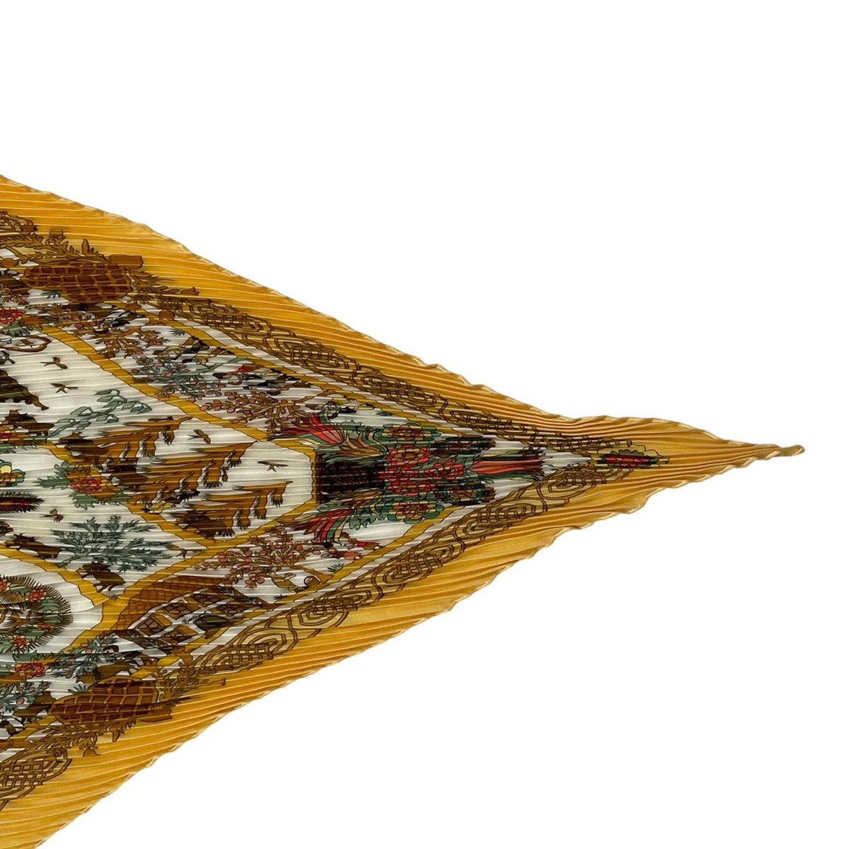 Hermes Scarf Pleated Silk Decoupages Paper Cutting Yellow — view 5