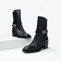 Christian Dior Empreinte Boots Short Shoes Leather Black Gold Belt Logo