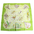 Hermes Carre 90 Scarf les Triples de Paris Mischievous Triplets Silk Green