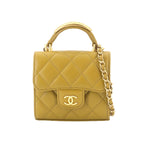 Chanel Quilted Mini Chain Shoulder Bag Lambskin Green Gold