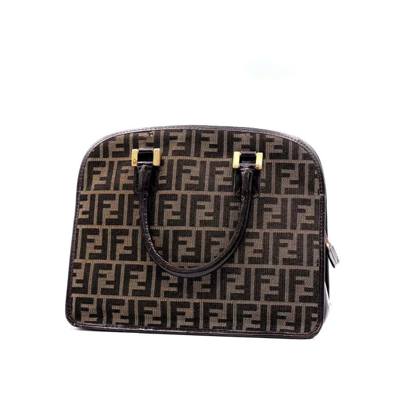 Fendi Handbag Zucca Pattern Brown Canvas Leather 62 Bs172 — view 2