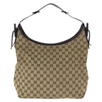 Gucci Beige Dark Brown GG Canvas Leather Shoulder Bag