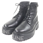 Celine Bulky Leather Hedi Slimane Era Logo Studs Lace Up Short Boots Black 42 — view 2