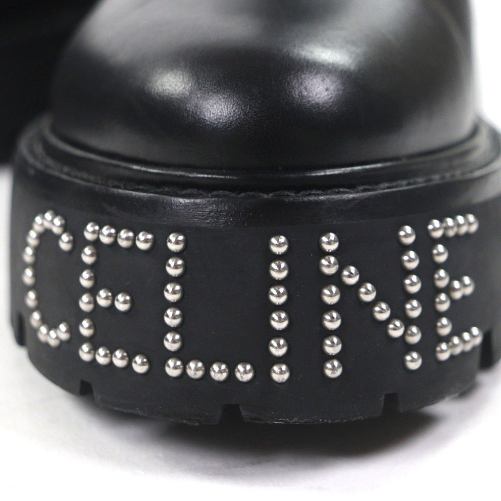 Celine Bulky Leather Hedi Slimane Era Logo Studs Lace Up Short Boots Black 42 — view 9